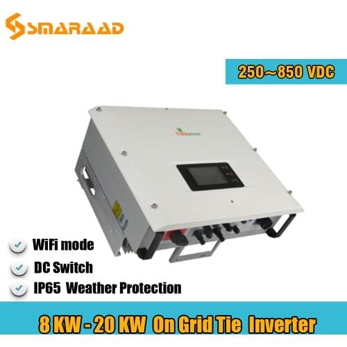 Solar Power On Grid 8000W 10000W 8KW 10KW 15kw 20kw Input MPPT Waterproof IP65 Grid Tie Solar Power Inverter with Wifi DC Switch