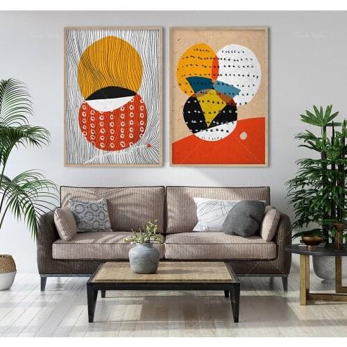 Contemporary Colorful Abstraction, Ethno Motive Diptych, Conceptual Print, Geometric Modern Poster, African American Modern Set