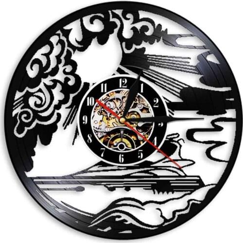 Yachting Sport Sailing Yachtsman Wall Clock Modern Design Silent Quartz Vinyl Record 3D Watch Wall Clock Home Decor