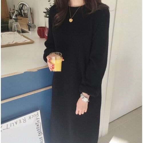Warm Sweater Women Autumn Dress Winter Long Sweater Knitted Dresses Long Loose Maxi Oversize Lady Dresses Robe