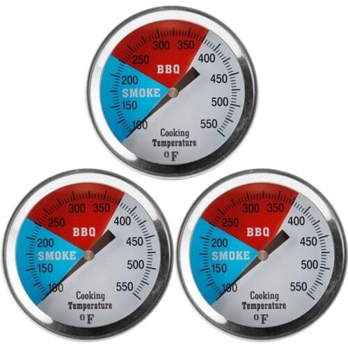 BBQ Thermometer Gauge - 3 Pcs Charcoal Grill Pit Smoker Temp Gauge Grill Temperature With Fahrenheit And Heat Indicator