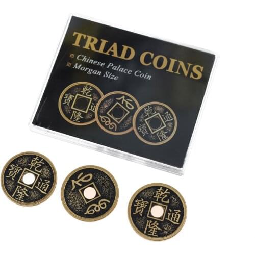 Triad Coins (Chinese Palace Coin) Magic Tricks Gimmick Props Produce Vanish Change Three Coin Magia Close Up Illusions Mentalism