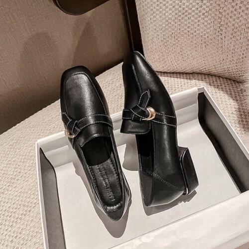 Oxfords Women Shoes 2021 Round Toe Flat Slip On Button Female Spring And Autumn Shallow Casual And Comfortable Womes Shoes