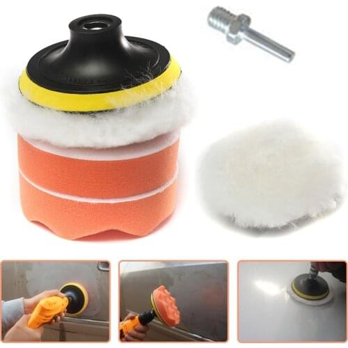 4 Inch 100mm High Performance Wool Foam Pad Gross Polish Polishing Buffer Pad Kits With M10 Drill Adapter For Car Polisher Pads