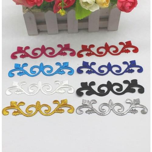 YACKALASI 5 Pieces/Lot Gold Applique Iron On Crown Appliques Silver Embroidery Flower Patchesd 11cm*2.5cm Diy