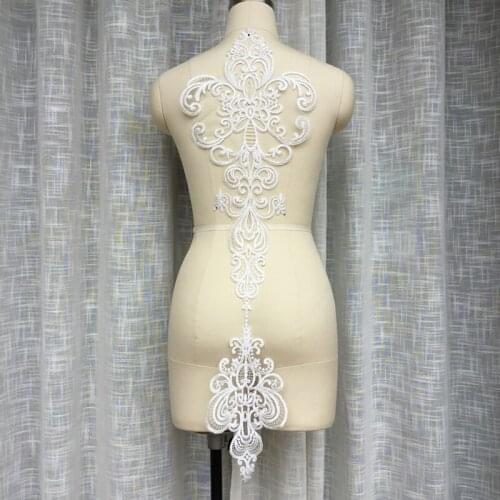 1 Piece Off White Flower Lace Appliques High Quality Wedding Fabric For Dress Decor Sewing Applique Craft