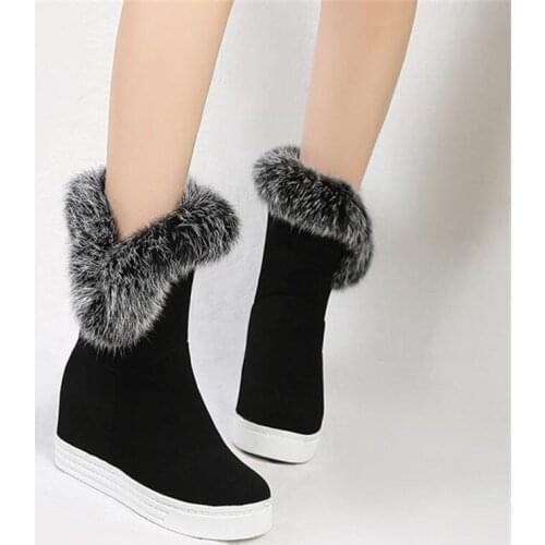 Inside heightening 5cm womens shoes winter Plush large womens shoes winter 41-43 new all-around muffin bottom flat bottom