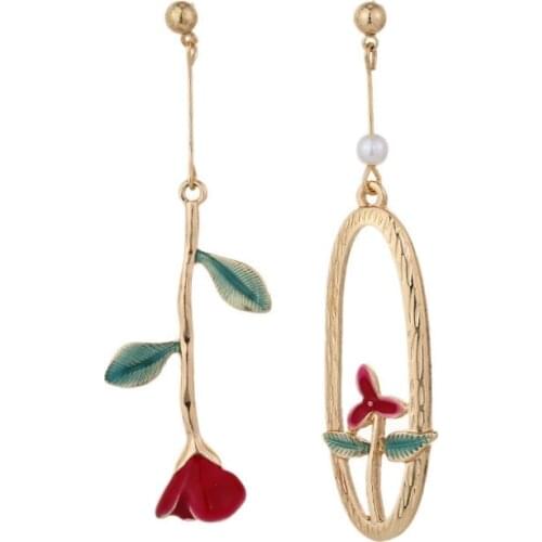 10 pair/lot wholesale fashion jewelry accessories gold metal enamel rose flower earrings for women 2020