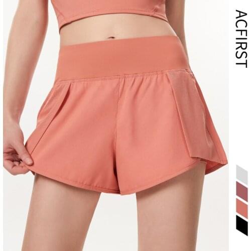 AcFirst New Pink New Women Gym Pocket Running Shorts Breathable Quick Dry Pattern Short Workout High Waist Fitness Sportwear