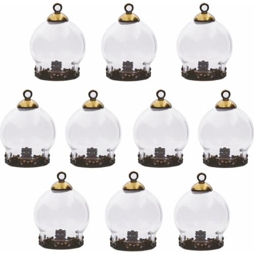 10set 20*15mm hollow glass globe with setting base beads cap set orb glass vials pendant glass bottle jewelry pendant