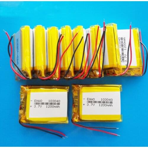 10 pcs 3.7V 1200mAh Lipo Polymer Lithium Rechargeable battery 103040 for MP3 GPS navigator DVD recorder headset e-book camera