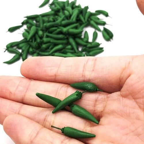 10pcs Doll House Miniature vegetables Chili Green pepper for doll kitchen Dollhouse Accessories Mini Handcrafted clay Vegetables