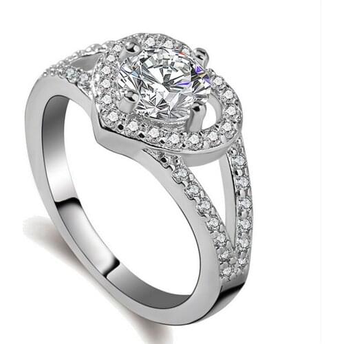 2017 Luxury high quality carat wedding engagement propose Heart-shaped Ring Square Ring For women Free shipping