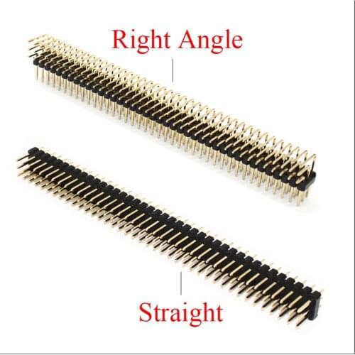 3*40 3x40 Pin 120P 2.54mm Pitch Space Golden Plated Three Triple Row Straight Right Angle PCB Male IC Connector Pin Header Strip