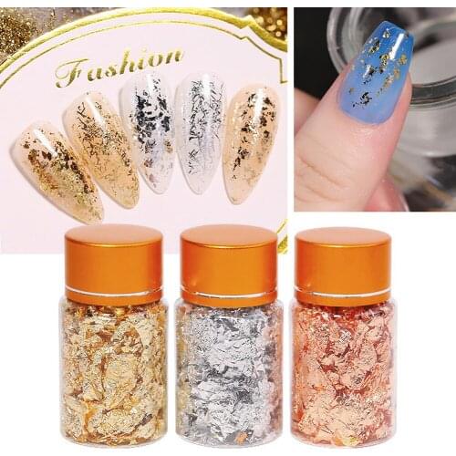 3pcs/Set Shiny Imitation Broken Gold Silver Copper Aluminum Foil Paper Sequins Glitters DIY Nail Beauty Foil Leaf Flake Manicure