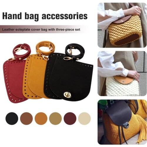 3pcs/Set Faux Leather Shoulder Bag Bottom Strap Handbag Shoulder Strap Woven Bag Set For Diy Handmade Bag Backpack Accessories