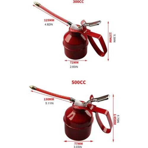 500/300ML Refillable Pistols Oiler Can with Spout Flexible Oil Pot Injector for Car Bike Machine with Hose High Pressure