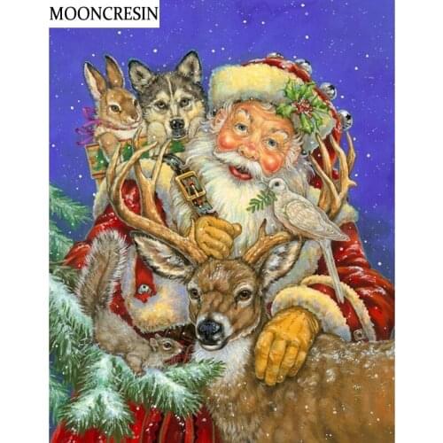 5D Diamond Painting Santa Claus & Animal Deer Dog Crystal Rhinestone Diamond Embroidery Mosaic Cross Stitch Christmas Home Decor