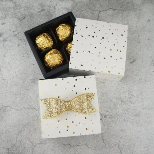 8.9*8.9*3.5CM gold star design 10 set Chocolate Paper Box valentine' Christmas Birthday Party Gifts Packing Storage Boxes