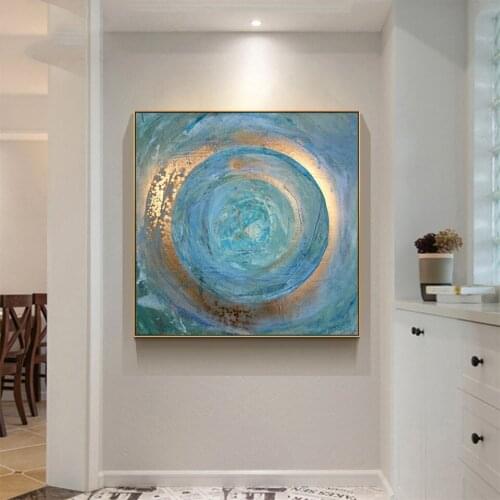 Abstract Blue Painting Oil Painting Scandinavian Mosaic Picture Diamond Embroidery painting Cross Stitch full Square round Art