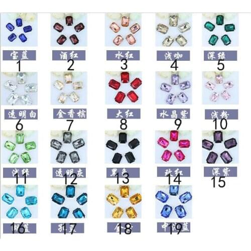 Free Shipping 100pcs/lot 18x25mm rectangle Sew On Crystal With Metal Claw Settings For Wedding Gown and DIY Jewelry TONGS015