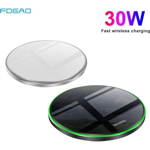 Qi Wireless Charger For Samsung S20 S10 S9 S8 Note 20 10 iPhone 12 Pro Max 11 8 X XS XR for Xiaomi Mi 10 9 30W Fast Charging Pad