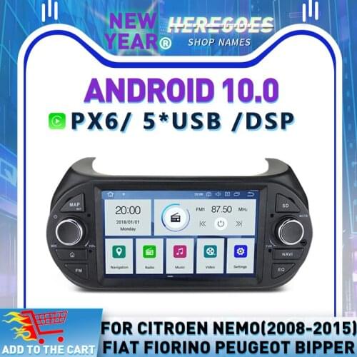 Carplay DSP PX6 Android 10.0 4G+64G Car DVD Player GPS Navigation Wifi BT RDS Radio For Fiat Fiorino Citroen Nemo Peugeot Bipper