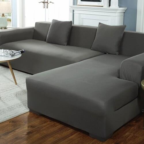 L Shape Sofa Cover Solid Color Corner Sofa Covers for Living Room Elastic Spandex Couch Cover Stretch Slipcovers ousse canapé