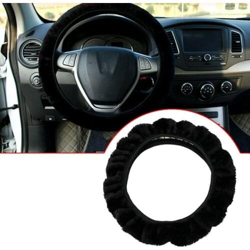 Black Soft Warm Car Steering Wheel Cover Car Accessories Auto Truck Steering Wheel Cover Steering Wheel Hubs