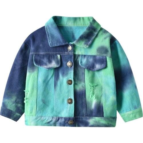 Boy Girl Denim Jackets 2021 Tie Dye Jeans Coat Children Outerwear Clothing Spring Autumn Baby Son Daughter Sport Tops for Kids