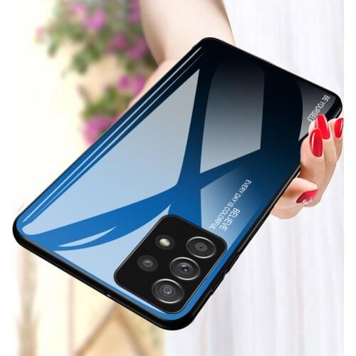 For Samsung Galaxy A51 A32 Glass Case A21S A42 A71 A52 A72 A10 A11 A20 A30 A41 M21 A40 A50 A70 A20S A20e A31 A12 Gradient Cover