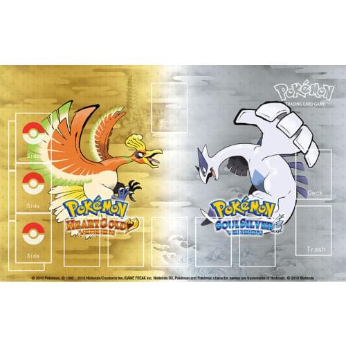 Pokemon Playmat Heart Golg Soul Silver Ho-Oh Lugia Animal Bird Mat Trading Card Game Pad Mousepad