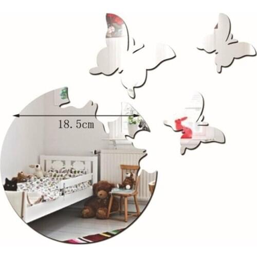 Mirror Wall Sticker 3D Butterfly Decoration Acrylic Living Room Bedroom Bathroom Toilet Wall Mural Art Decal Home Decor Stickers