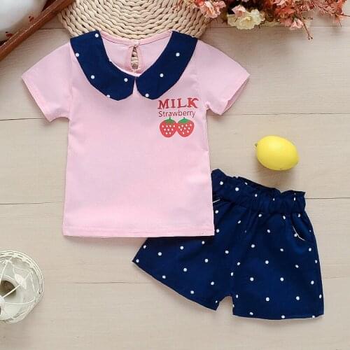 Baby Girls Summer Cloting Set Ifant Newborn Kids Girls Outfits Fashion Cotton T-shirt+shorts 2pcs