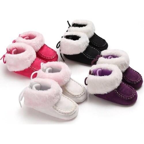 Winter Faux Fur Baby Shoes Girls Boys Warm Anti-Slip Casual Warm Sneakers Toddler Soft Soled Walking Shoes