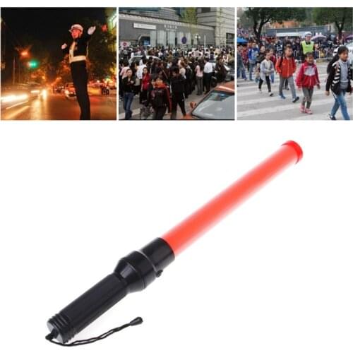 Plastic Traffic Wand Powerful LED Flashlight Torch 3 Modes Strobe Setting