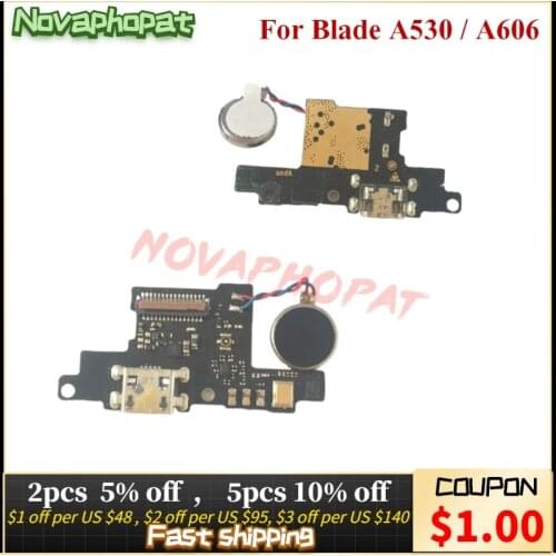 Novaphopat For ZTE Blade A530 A606 USB Dock Charging Port Charger Plug Flex Cable Ribbon With Microphone MIC Vibrator Board