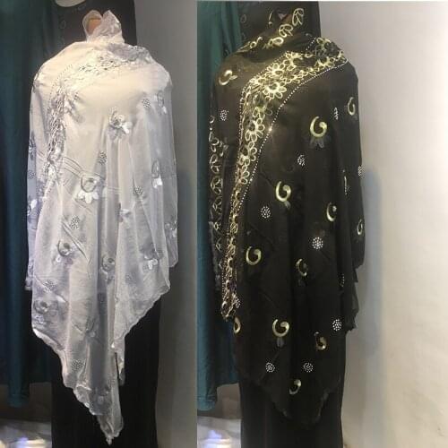New Ramadan African Dubai Cotton Pashmina For Pray Emroider Ring Diamond Shawl Wrap Chemical Lace Stole Net Scarf Headband Hijab