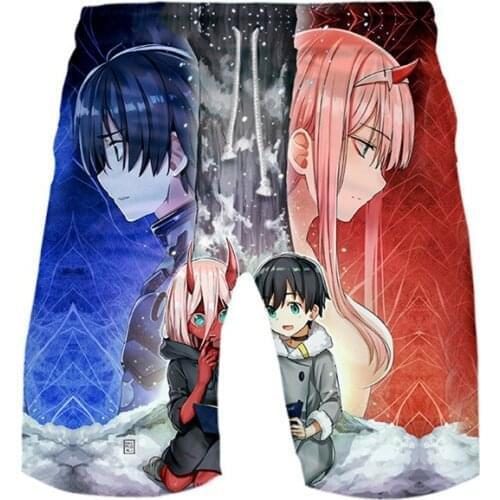 DARLING in the FRANXX Swimwear kids boys girls Zero Two Casual Boardshort Fitness Beach Shorts Funny Swimsuit summer swim shorts
