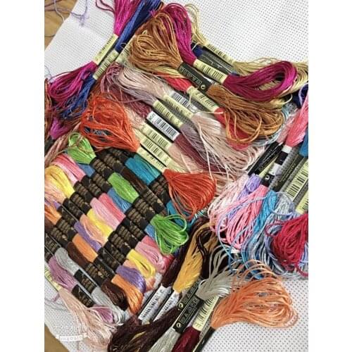 Oneroom 50 pcs Random Color embroidery DIY Silk Line Branch Threads Similar Dmc Thread Floss Skein Cross Stitch Thread
