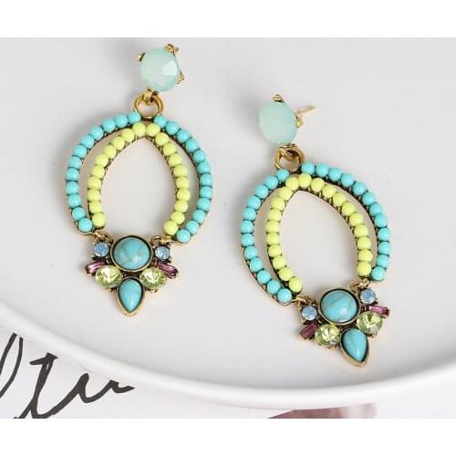 Wholesale JUJIA Bohemian Drop Earrings Vintage Ethnic Style Dangle Earrings For Women Retro Big Earrings Fashion Jewelry