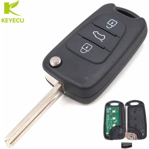 KEYECU High Quality 3 Button Keyless Entry Fodling Flip Remote Key Fob 433MHz ID46 Chip for KIA K5