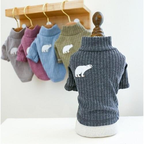 Pet Bottoming Shirt Teddy Winter White Bear Printing Dog Homewear Warm Sweater Puppy Turtleneck Shirts Pet Pullovers Dog Clothes