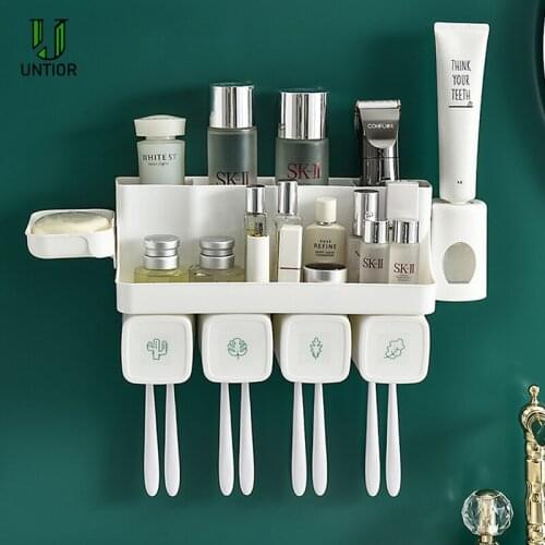 UNTIOR Toothbrush Holder Toothpaste Automatic Dispenser Set Wall Mounted Hair Dryer Holder Soap Dish Bathroom Accessoriess