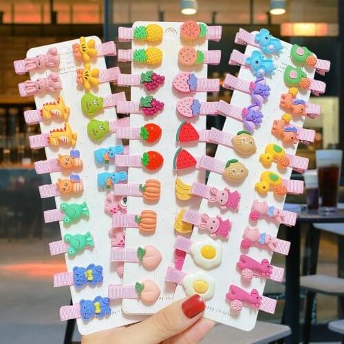 20/30PCS/Pack Girls Colorful Cartoon Fruits Cute Animal Hairpins Children Sweet Barrettes Hair Ornament Fashion Hair Accessories