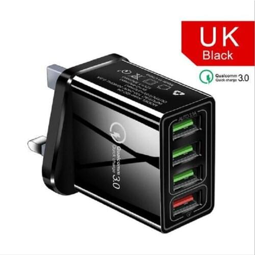 4usb multi-port charger European standard British and American mobile phone charger qc3.0