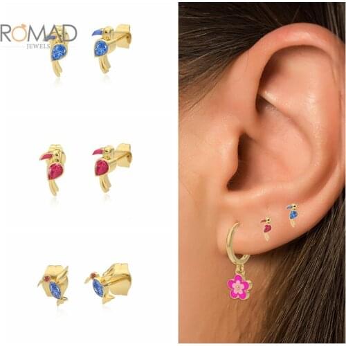 ROMAD Mini 925 Sterling SilverAnimal Stud Earrings Women Little Bird Shape Earrings Earring Couples Jewelry Boucle D’oreille