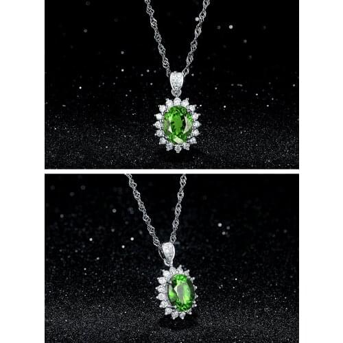 BLACK ANGEL Fashion Created Luxury Emerald Green Tourmaline Gemstone Pendant Necklace For Women 925 Silver Jewelry Wedding Gift