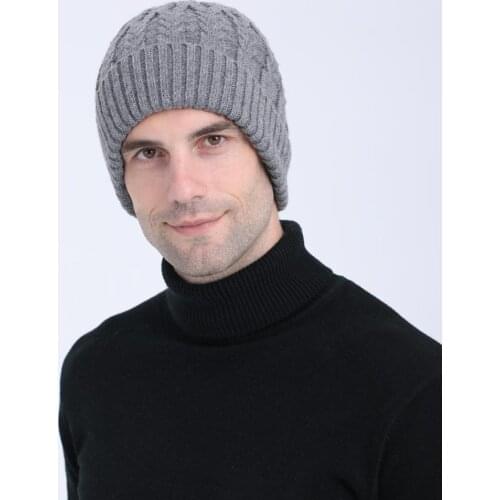 Winter Hat Men Beanie Knit Fleece Brim Warm Acrylic Wool Skiing Outdoor Accessory For Teenagers
