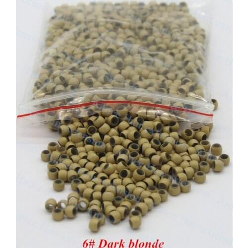 1000pcs/lot 6#D.blonde silicone Nano ring for Hair Extensions micro rings 3.0mm nano beads Smallest silicone Nano rings links